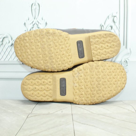 LL Bean Brown Leather Gumshoe Low Moccasin Duck Boots Size 8 Medium - Picture 10 of 10